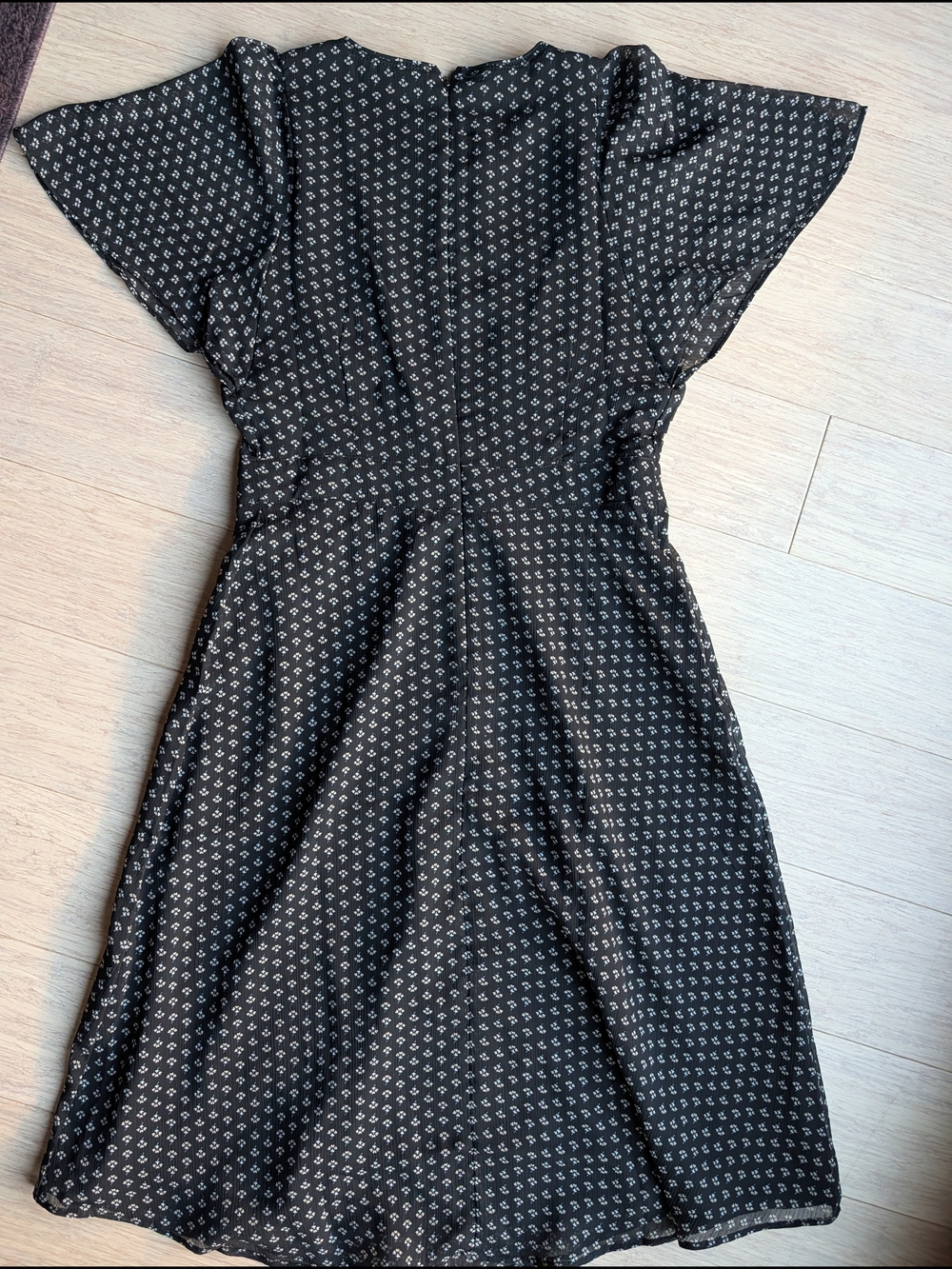 Ann Taylor Black Midi Dress with White Geo Dot Pattern - Picture 3 of 5